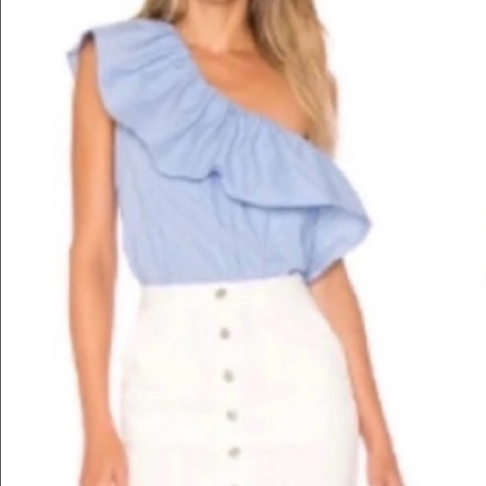 1 State blue and white striped blouse.